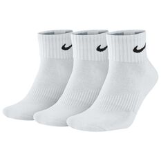 Nike Cushion Quarter Running 3 Pack Socks White M, White, rebel_hi-res