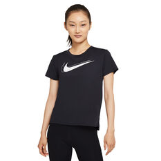 Nike Womens Dri-FIT Swoosh Run Tee Black XS, Black, rebel_hi-res