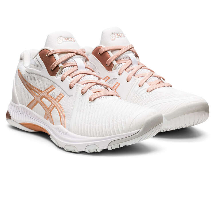 Asics GEL Netburner Ballistic FF 2 Womens Netball Shoes White/Rosegold US   | Rebel Sport