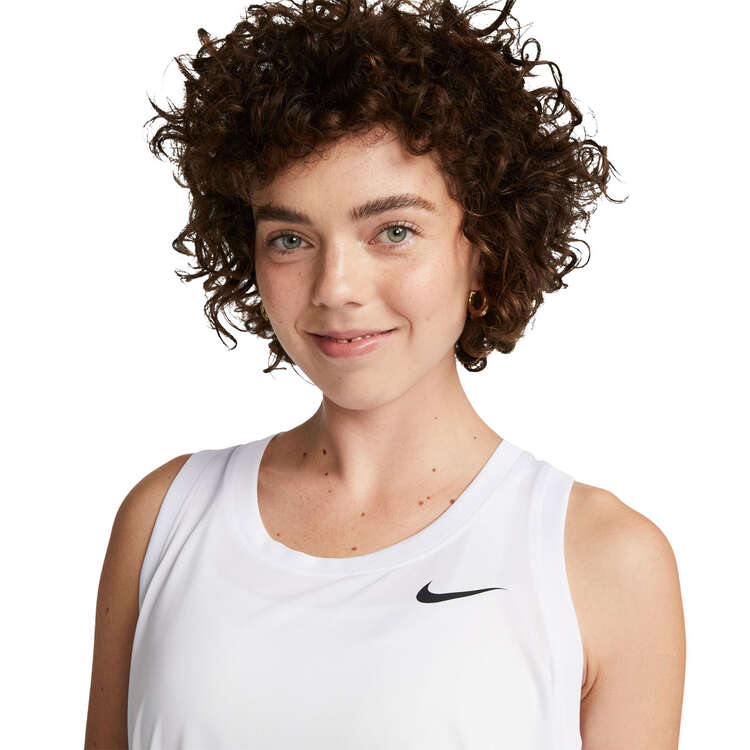 Nike Womens Dri-FIT Racerback Tank, White/Black, rebel_hi-res