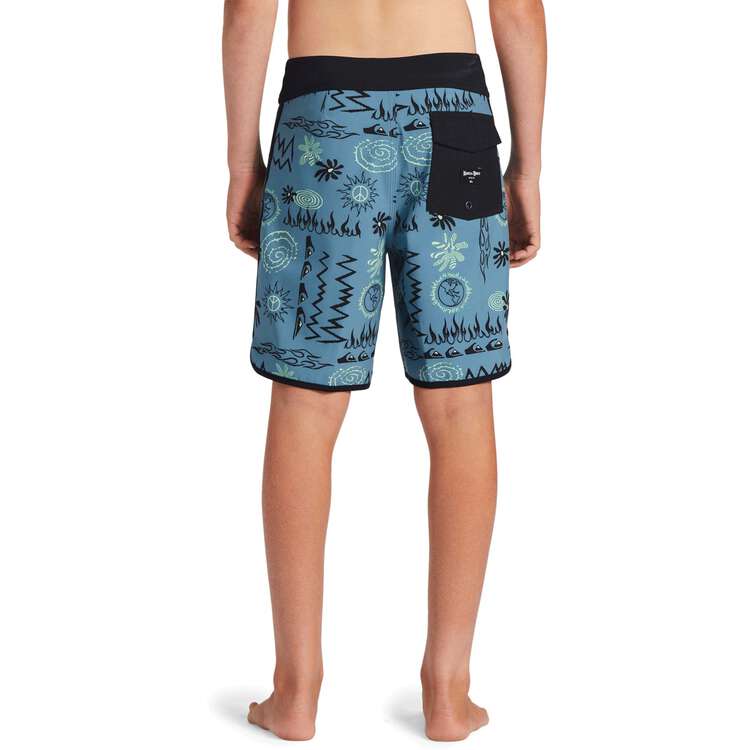 Quiksilver Boys Surfsilk Radical Scallop 16in Board Shorts, Blue/Print, rebel_hi-res