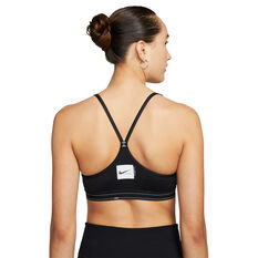 Nike Womens Dri-FIT Indy Light Support Padded Graphic Sports Bra, Black, rebel_hi-res