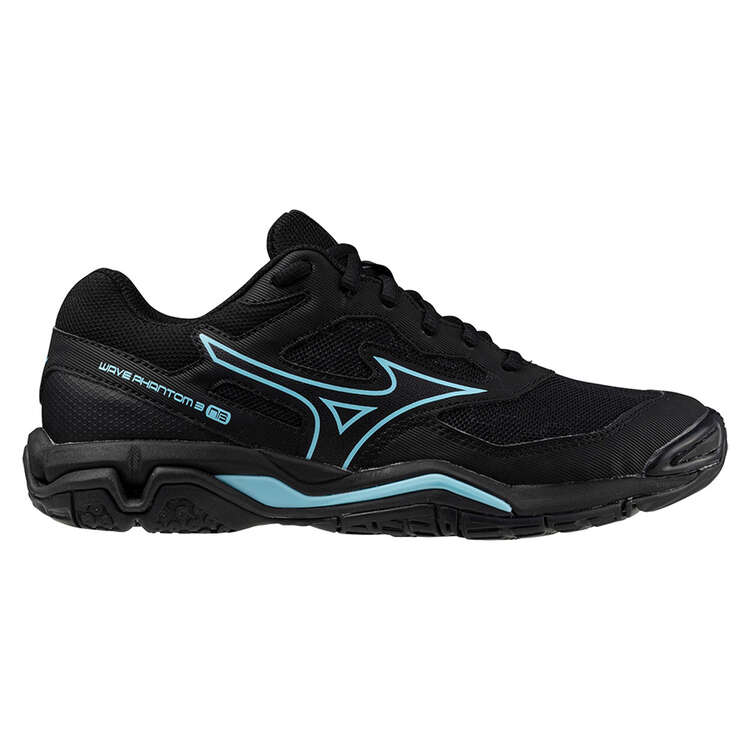 Mizuno Wave Phantom 3 NB Womens Netball Shoes, Black/Blue, rebel_hi-res