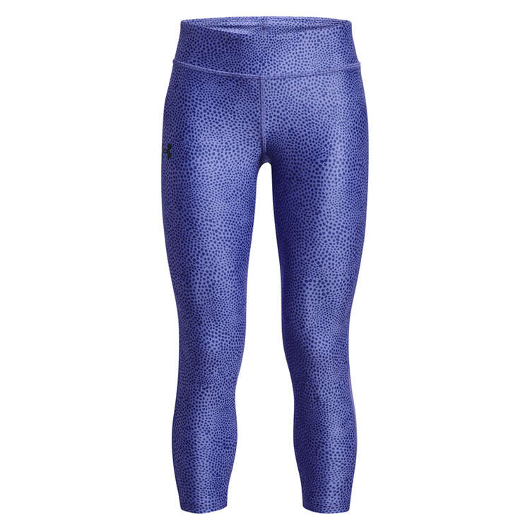 Under Armour Girls Armour Print Ankle Crop Tights Blue XS, Blue, rebel_hi-res