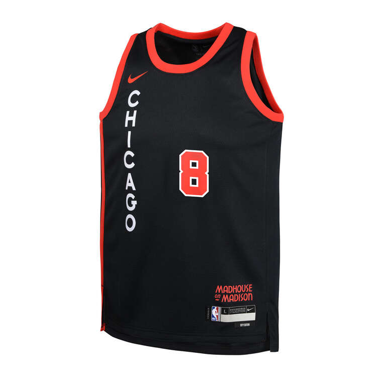 Nike Chicago Bulls Zach LaVine 2023/24 City Edition Kids Basketball Jersey Black S, Black, rebel_hi-res