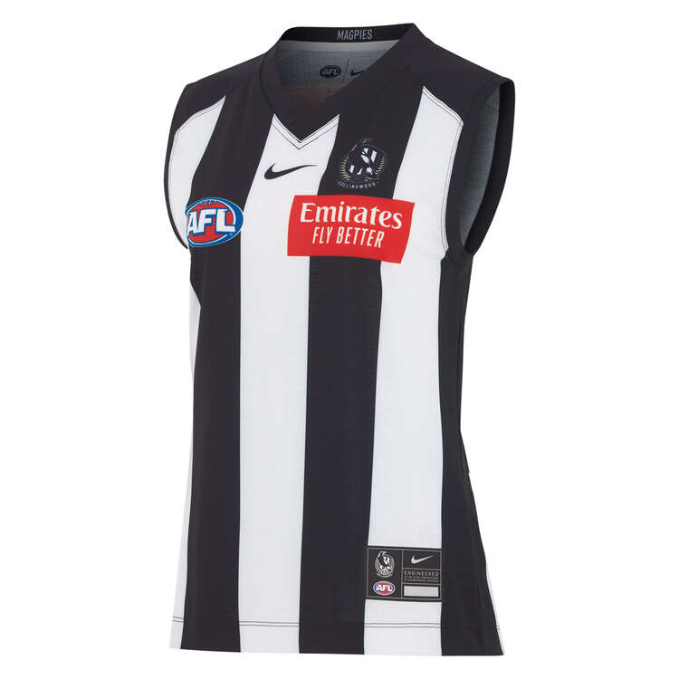 Collingwood Magpies 2024 Womens Home Guernsey Black/White XS, Black/White, rebel_hi-res