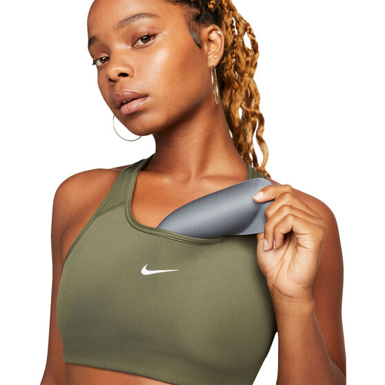 Nike Womens Swoosh Medium Support Sports Bra, Khaki, rebel_hi-res