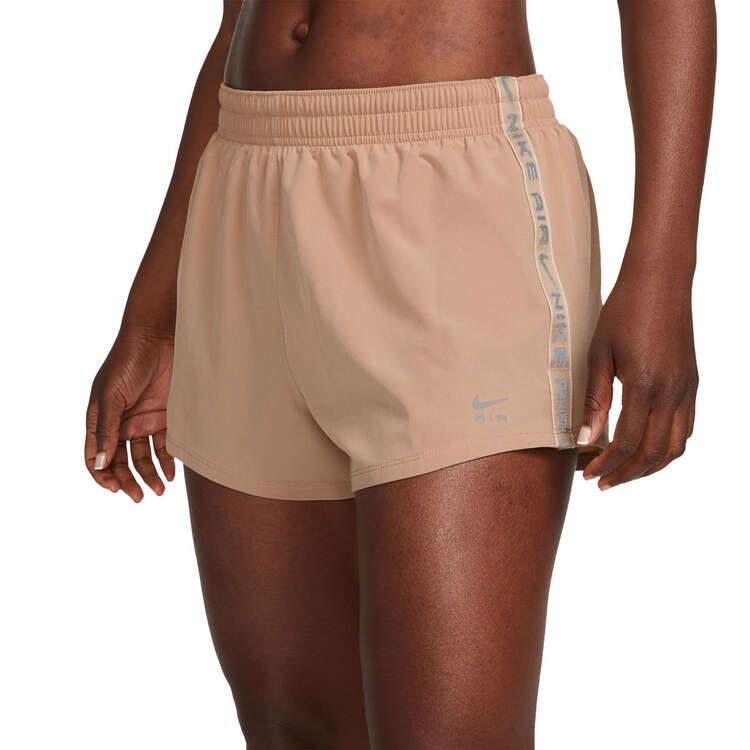 Nike Air Womens Dri-FIT Mid-Rise 3 Inch Shorts, Beige, rebel_hi-res
