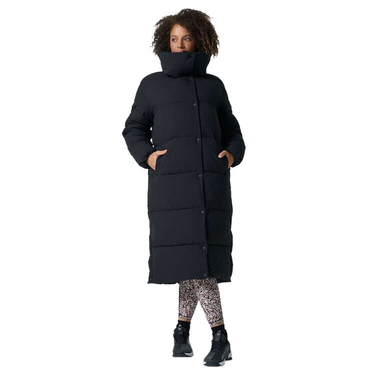 Ell/Voo Womens Amber Long Puffer Jacket, Black, rebel_hi-res