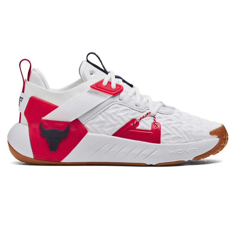 Under Armour Project Rock 6 Cold Blood Mens Training Shoes White/Red US 7, White/Red, rebel_hi-res