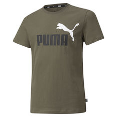 Puma Boys Essentials Logo Tee Khaki XS, Khaki, rebel_hi-res