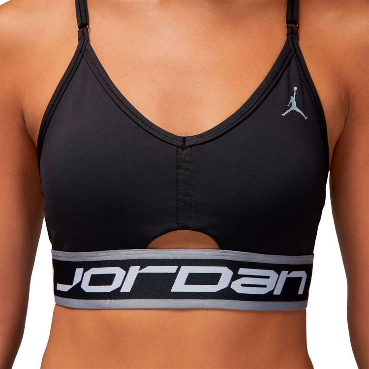 Jordan Womens Indy Light Support Sports Bra, Black/White, rebel_hi-res