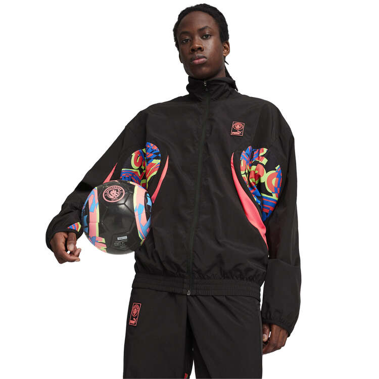 Manchester City Football Energy Woven Jacket, Black/Pink, rebel_hi-res