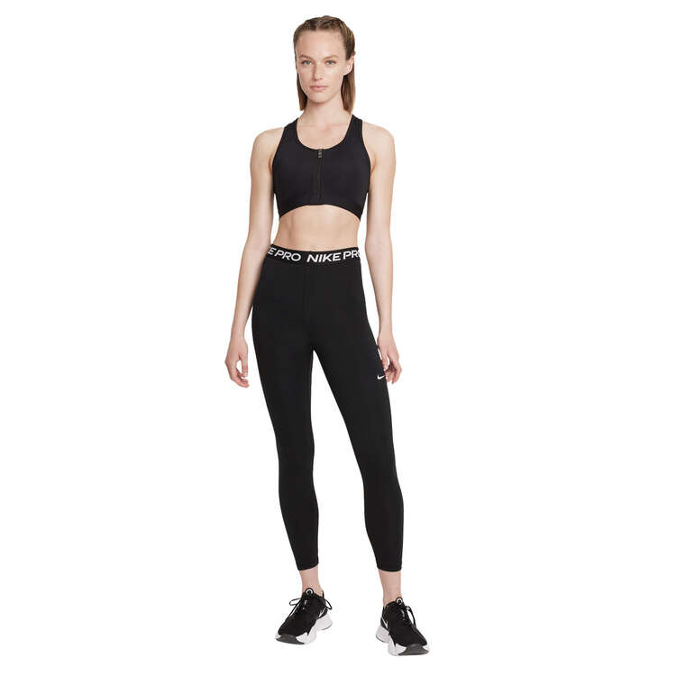 Nike Womens Dri-FIT Swoosh Zip Front Sports Bra Black XS, Black, rebel_hi-res