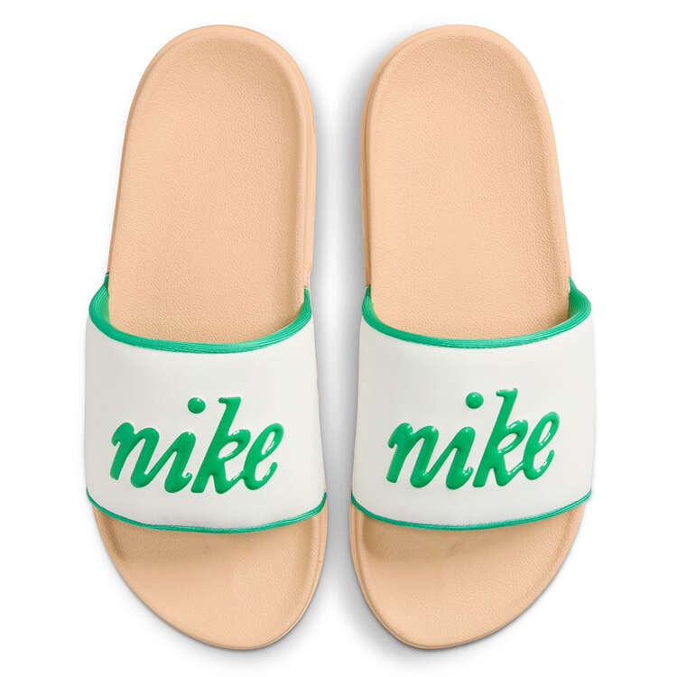 Nike Offcourt Womens Slides, Tan/Green, rebel_hi-res