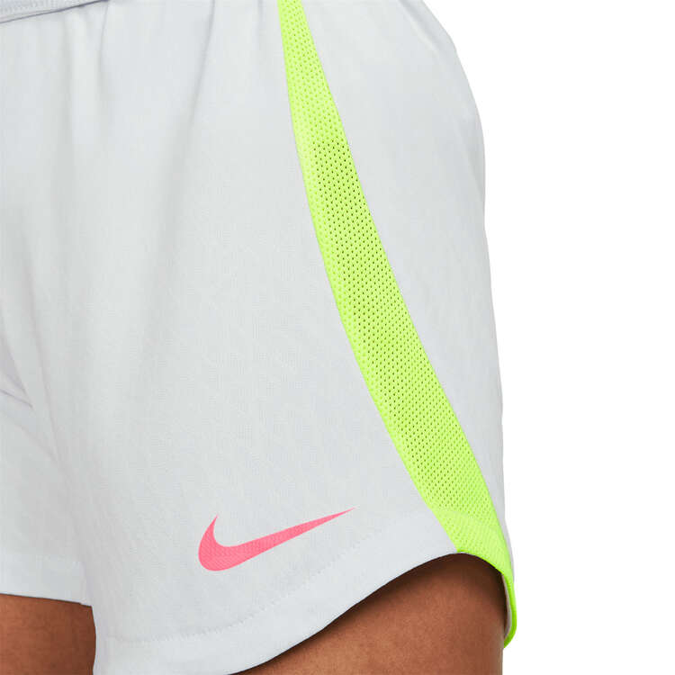 Nike Womens Dri-FIT Strike Football Shorts, Grey/Pink, rebel_hi-res