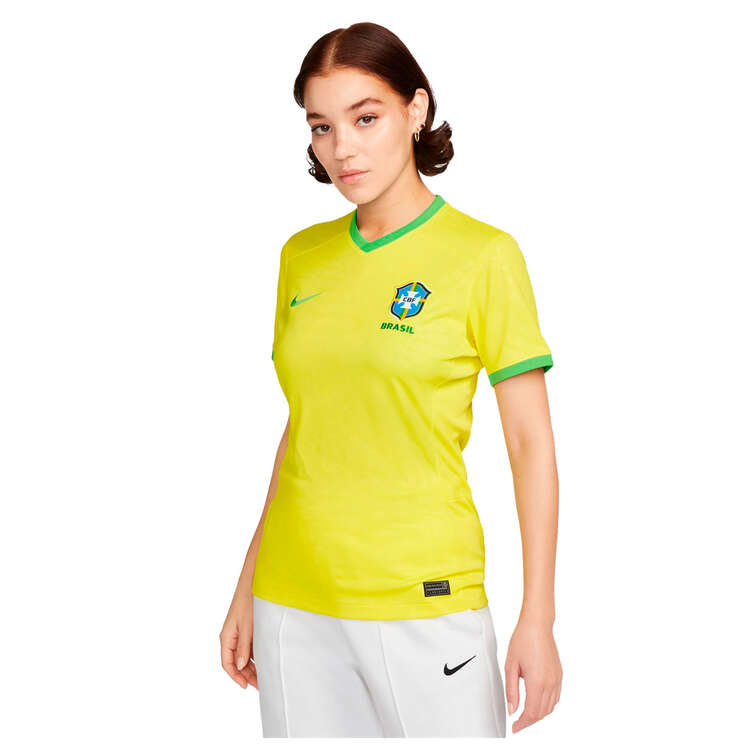 Nike Brazil 2023 Womens Stadium Home Dri-FIT Football Jersey Gold XS, Gold, rebel_hi-res
