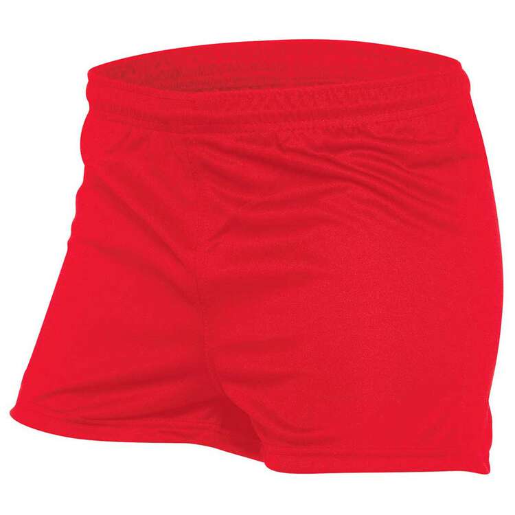 Burley Mens Pull On Baggy AFL Shorts, Red, rebel_hi-res