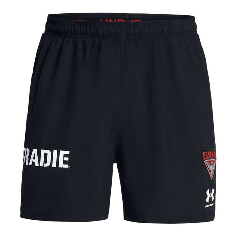 Essendon Bombers 2024 Mens 5-inch Training Shorts, Black, rebel_hi-res
