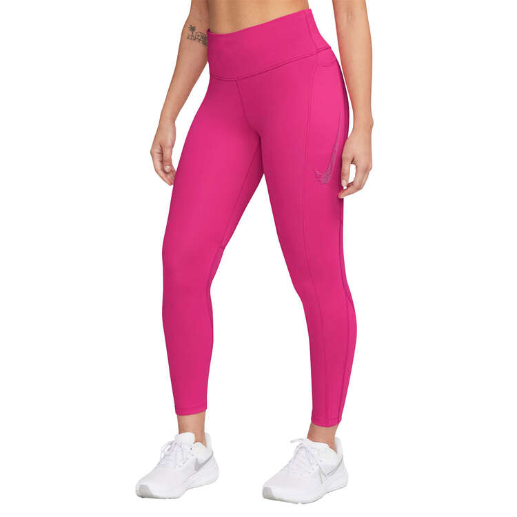 Nike Womens Fast Mid-Rise 7/8 Running Tights Pink XS, Pink, rebel_hi-res