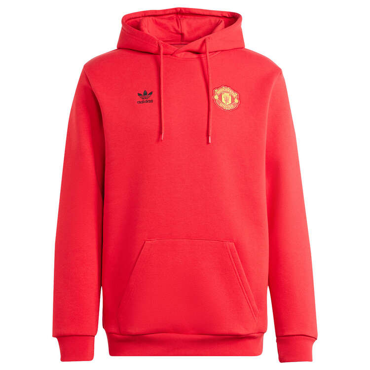 adidas Originals Mens Manchester United Essentials Trefoil Hoodie, Red, rebel_hi-res