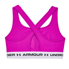 Under Armour Womens Mid Crossback Sports Bra Pink XS, Pink, rebel_hi-res