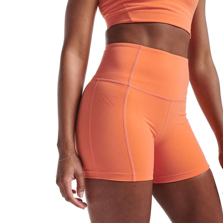 2XU Womens Form 4 Inch Shorts, Orange, rebel_hi-res