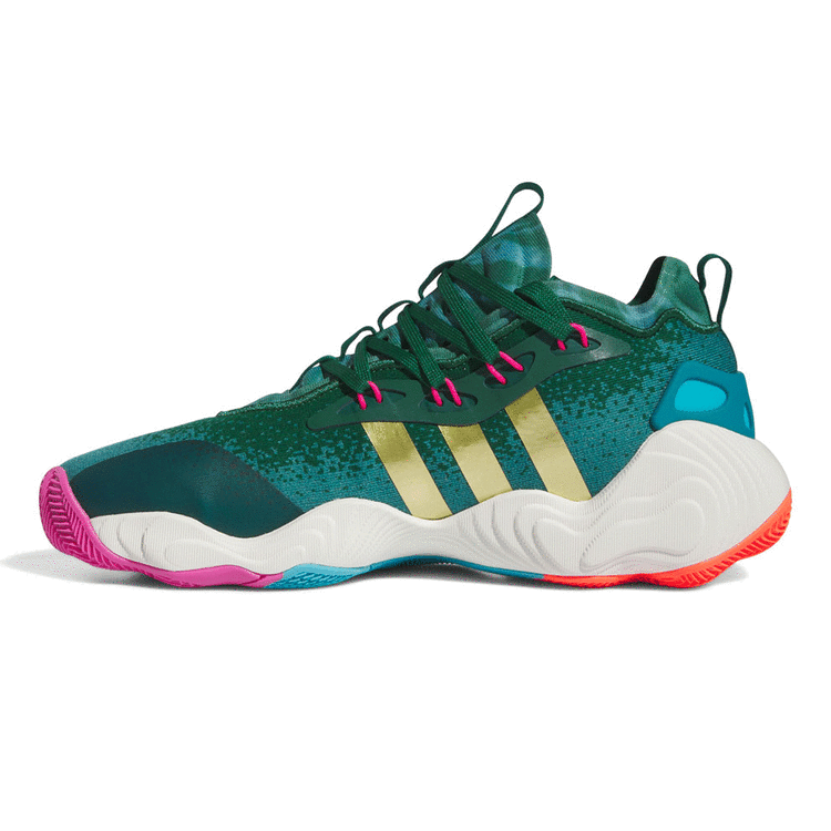 adidas Trae Young 3 96 Olympics GS Kids Basketball Shoes, Green/Gold, rebel_hi-res