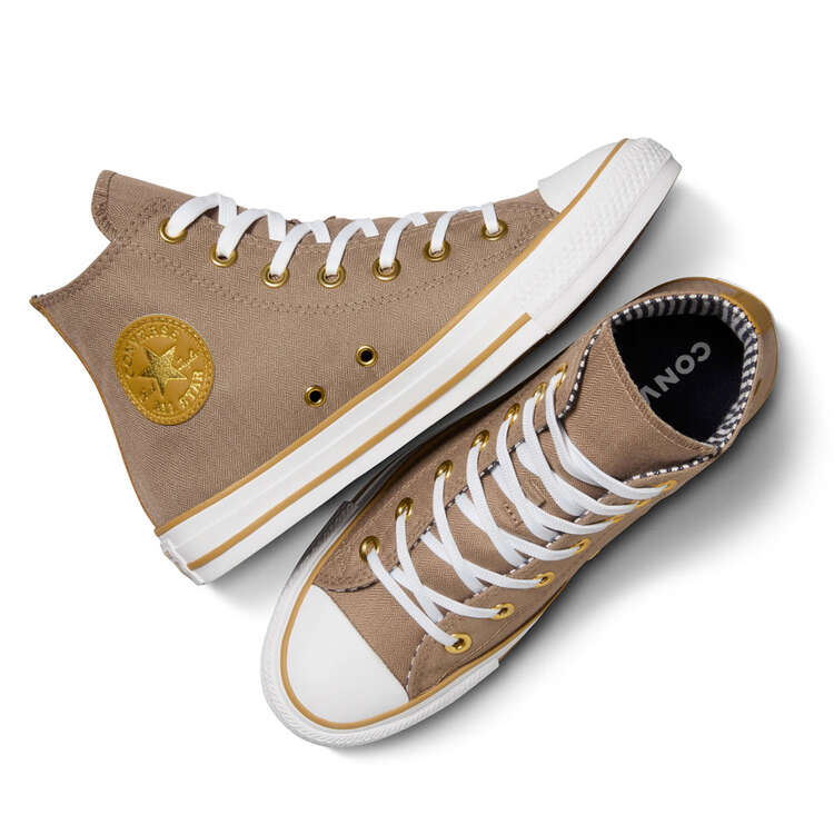 Converse Chuck Taylor All Star Hi Top Womens Casual Shoes, Brown/Gold, rebel_hi-res