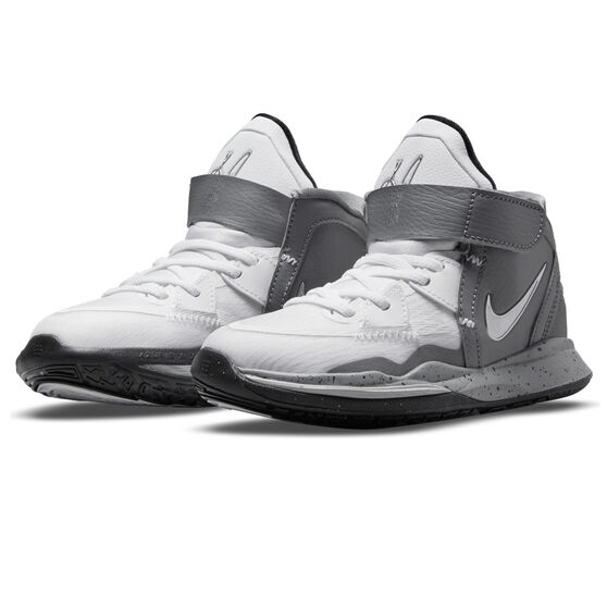 Nike Kyrie 8 SE White Cement PS Kids Basketball Shoes, White/Grey, rebel_hi-res