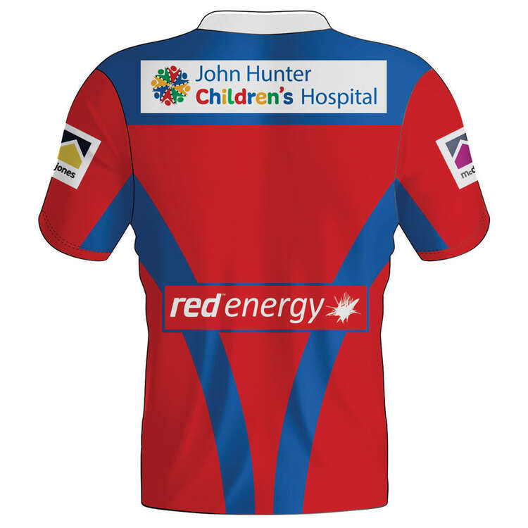 Newcastle Knights 2024 Kids Home Jersey, Red, rebel_hi-res