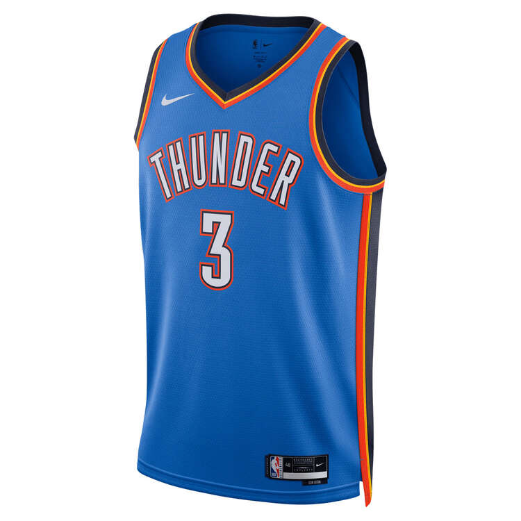 Oklahoma City Thunder Josh Giddey Mens Icon Edition 2023/24 Basketball Jersey, Blue, rebel_hi-res