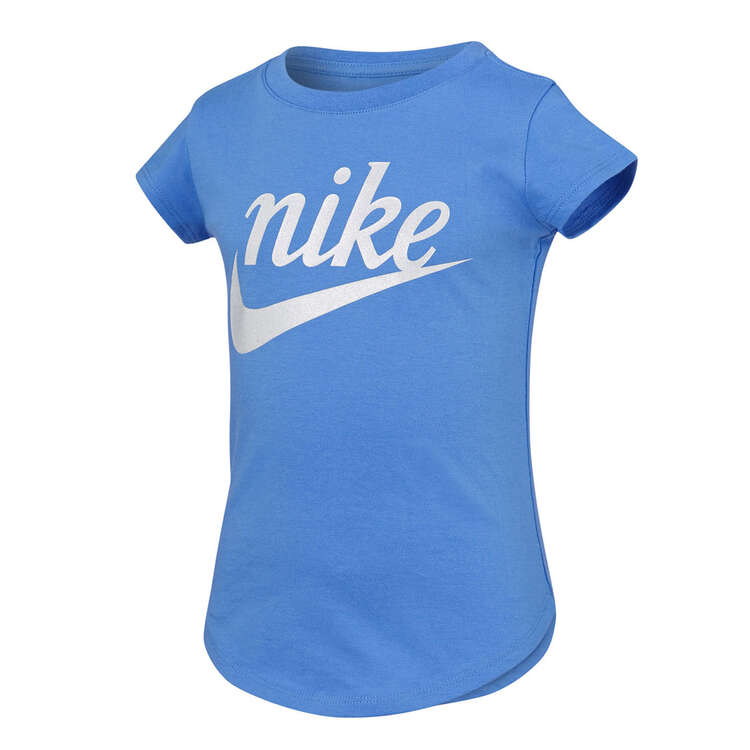 Nike Junior Girls Futura Script Tee Blue 4, Blue, rebel_hi-res