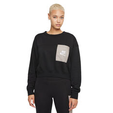 Nike Womens Sportswear Heritage Crew Sweatshirt Black XS, Black, rebel_hi-res