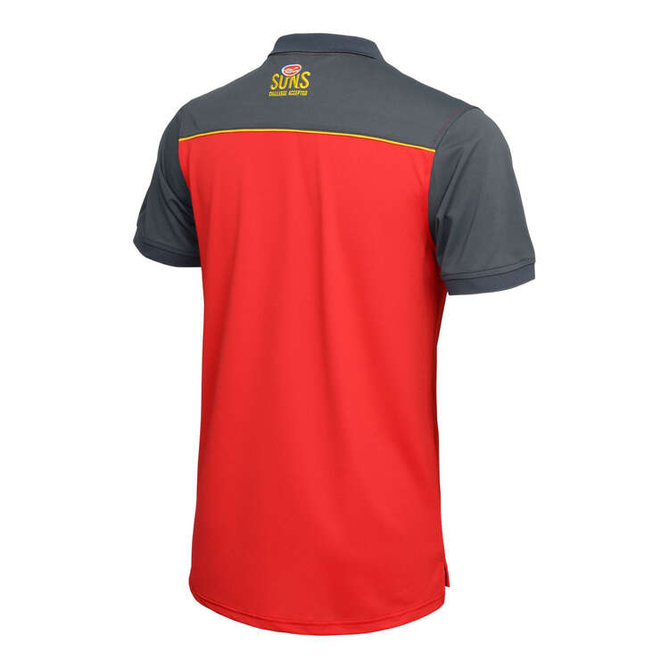 Gold Coast Suns 2023 Mens Media Polo Red S, Red, rebel_hi-res