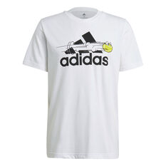 adidas Mens Tennis Graphic Logo Tee White S, White, rebel_hi-res