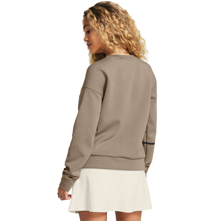 Under Armour Womens Unstoppable Fleece Crew Sweatshirt Taupe XS, Taupe, rebel_hi-res