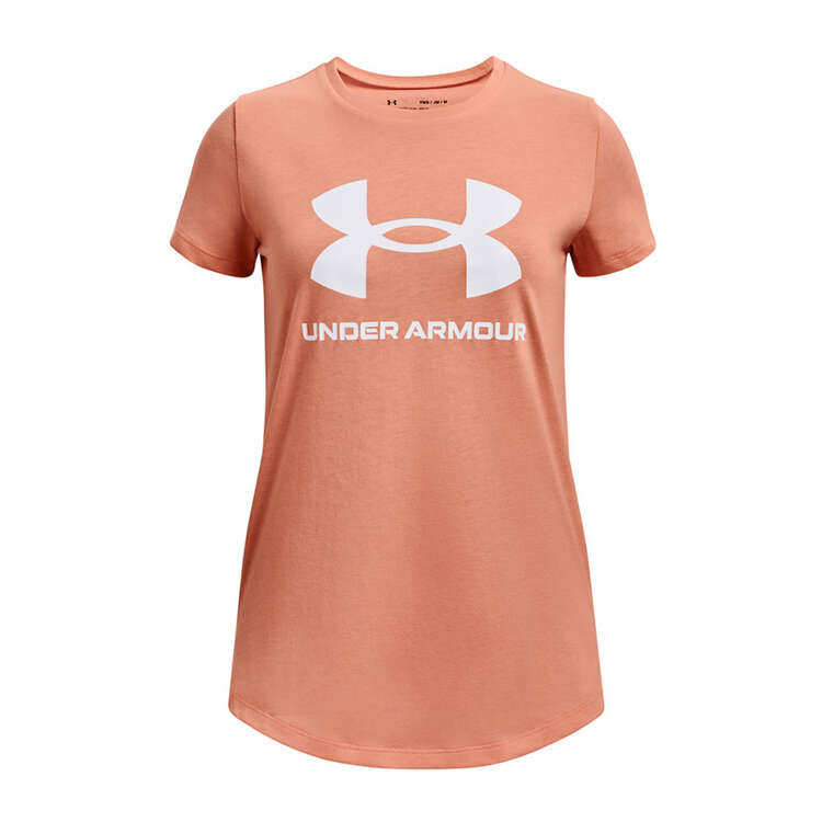 Under Armour Girls Sportstyle Logo Tee, Pink, rebel_hi-res