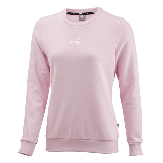 Puma Womens Essentials Embroidery Crew Sweatshirt, Pink, rebel_hi-res