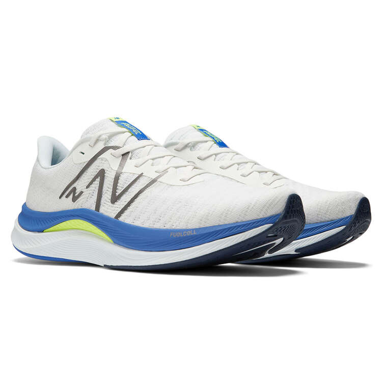 New Balance FuelCell Propel v4 Mens Running Shoes, White/Blue, rebel_hi-res