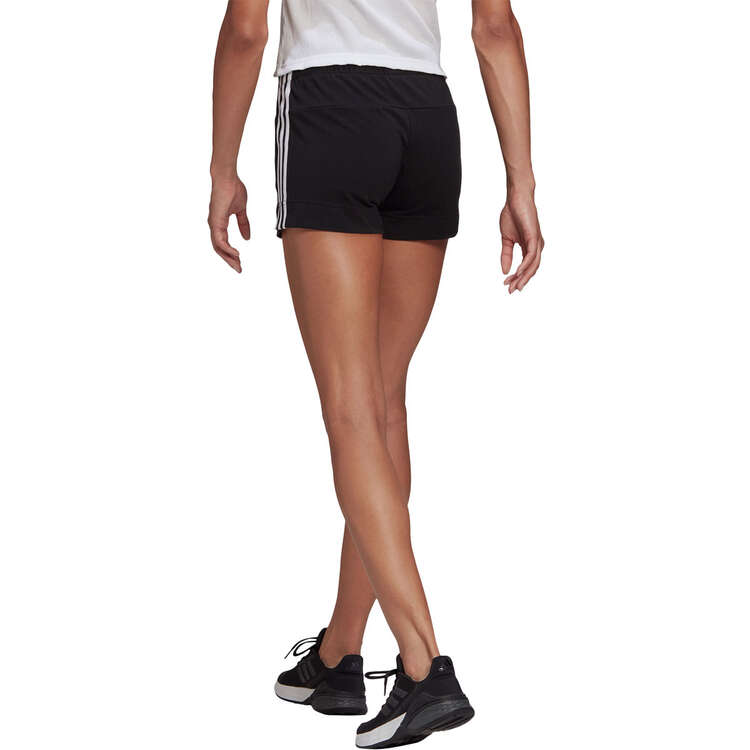 adidas Womens Essentials Slim 3-Stripes Shorts, Black, rebel_hi-res