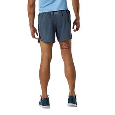 New Balance Mens Printed Impact Run 5 inch Shorts, Blue, rebel_hi-res