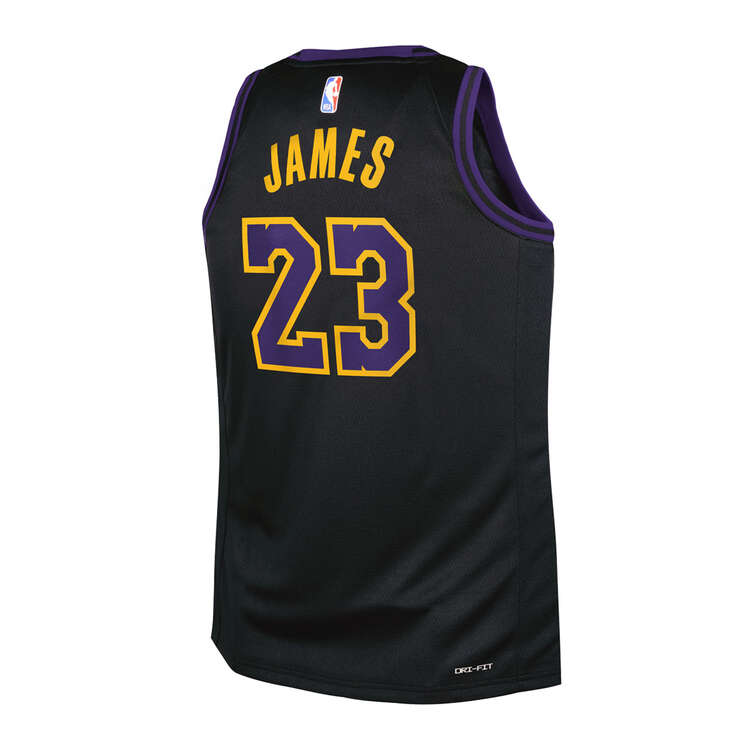 Nike Los Angeles Lakers LeBron James 2023/24 City Edition Kids Basketball Jersey Black XL, Black, rebel_hi-res