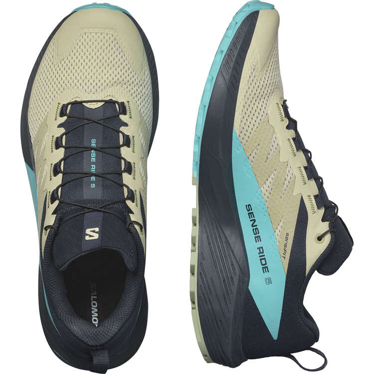 Salomon Sense Ride 5 Mens Trail Running Shoes, Grey/Blue, rebel_hi-res