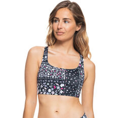 Roxy Womens Fitness Patchwork Sports Bra Anthracite XS, Anthracite, rebel_hi-res