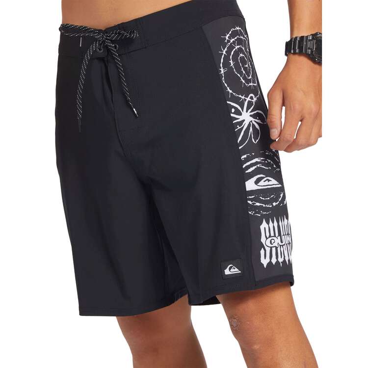 Quiksilver Mens Surfsilk Arch 18in Board Shorts, Black/Print, rebel_hi-res