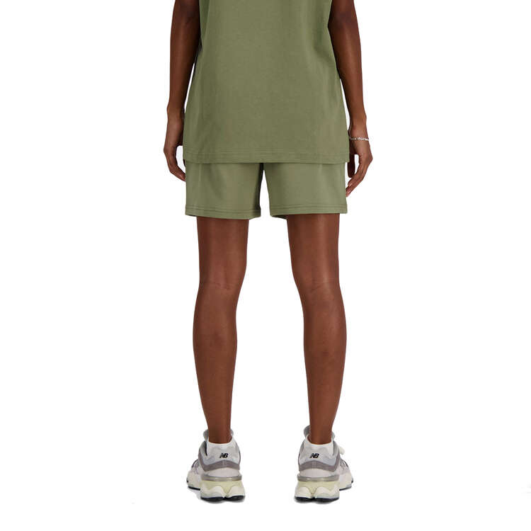 New Balance Womens Athletics French Terry Shorts, Olive, rebel_hi-res