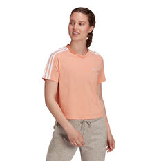 adidas Womens Essentials Loose 3-Stripes Cropped Tee Blush XS, Blush, rebel_hi-res