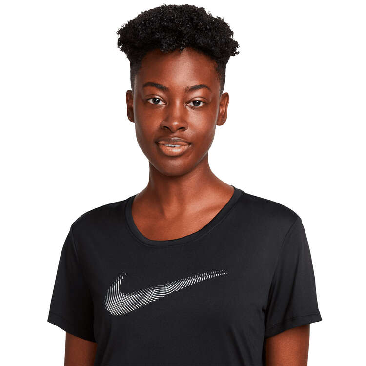 Nike Womens Dri-FIT Swoosh Running Tee, Black, rebel_hi-res