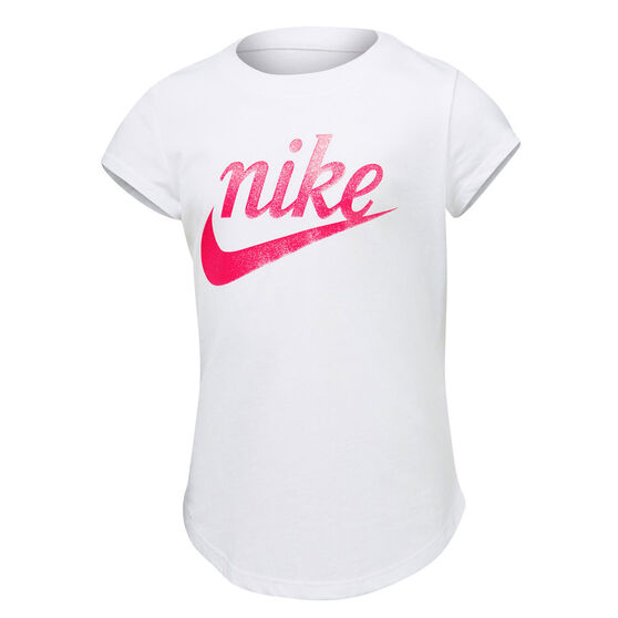 Nike Girls Script Futura Tee, White/Pink, rebel_hi-res